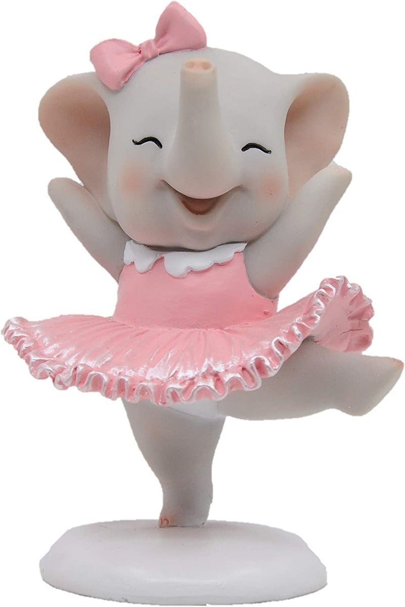Comfy Hour Wildlife Collection 5" Cute Dancing Ballet Elephant Pink Dress Figurine, Elephant Cake Topper, Collectible Statue, Desktop Decoration, Girl's Mini Gift, Hand Made and Painted Polyresin - Image 1